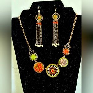 Vintage 2028 2-piece statement necklace with matching earrings by 1928 jewelry